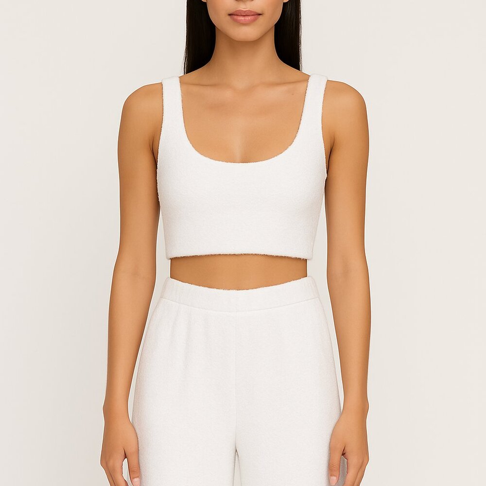 Zara White Terrycloth Bralette Active Beach Casual Comfy Lounge Sexy Gift Summer